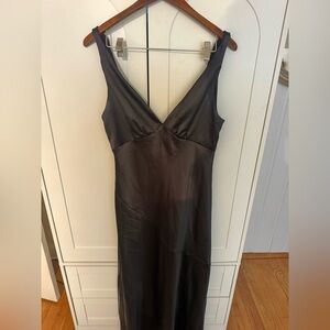 Elegant Black Satin Slip Dress